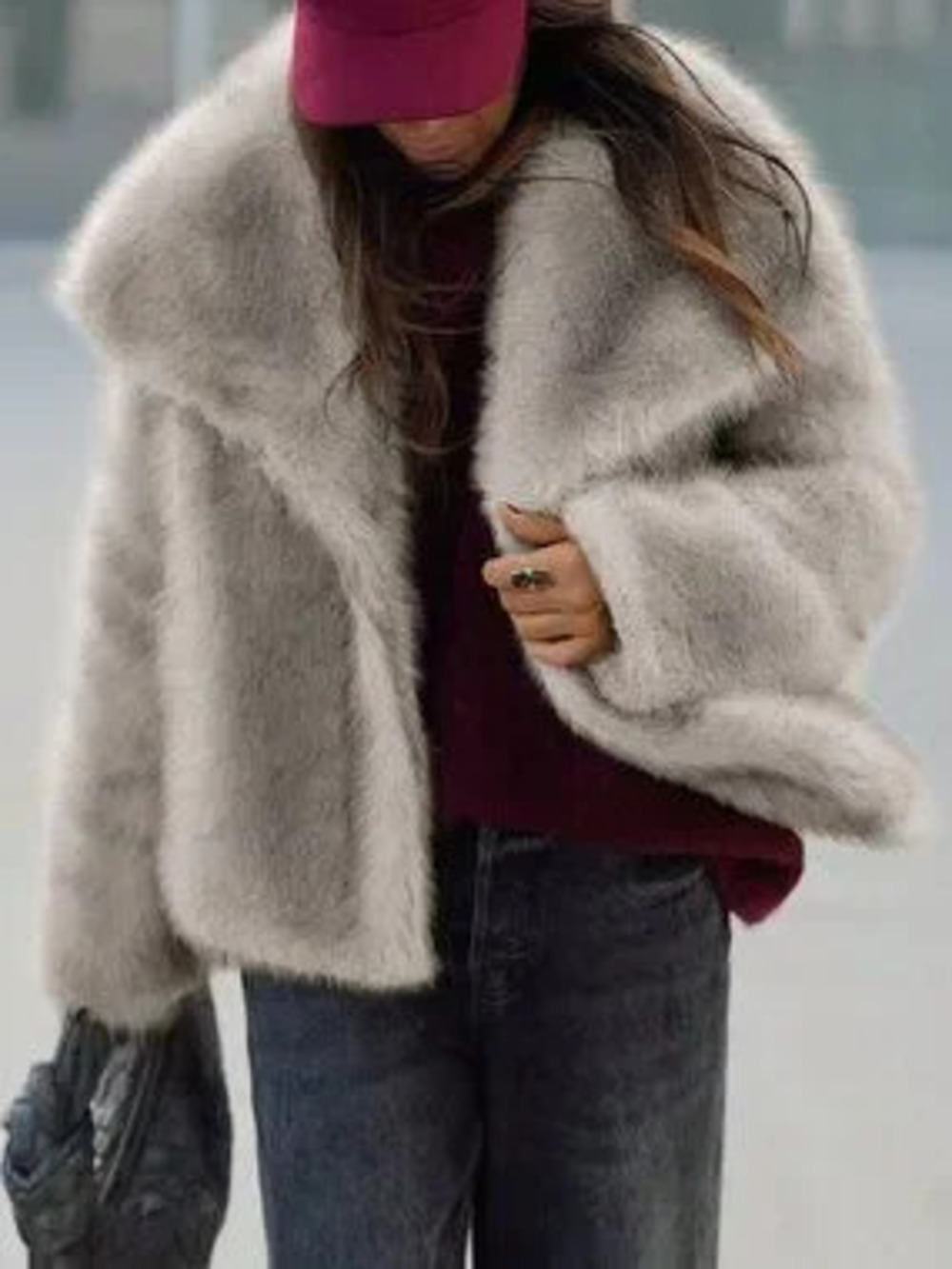ZARA Black Casual Women's Long Sleeve Furry Faux Fur Jacket